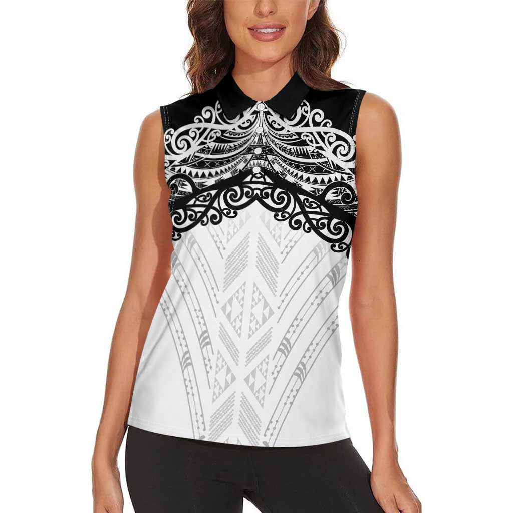 New Zealand Koru Fern Custom Women Sleeveless Polo Shirt Simple Taniko Motif LT9 - Polynesian Pride