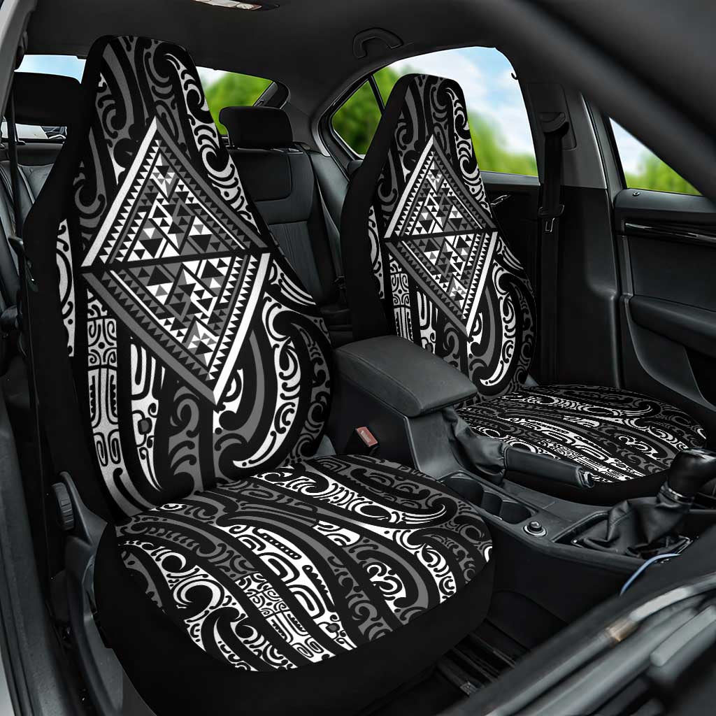 New Zealand Maori Taniko Car Seat Cover Black Kowhaiwhai Puhoro LT9 One Size Black - Polynesian Pride