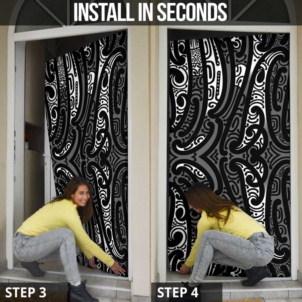 New Zealand Maori Taniko Door Cover Black Kowhaiwhai Puhoro LT9 - Polynesian Pride