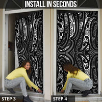 New Zealand Maori Taniko Door Cover Black Kowhaiwhai Puhoro LT9 - Polynesian Pride