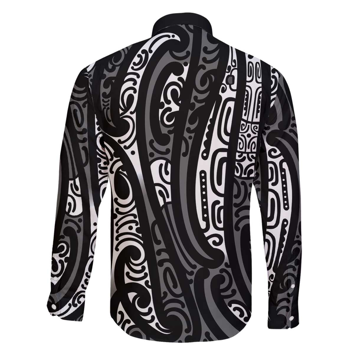 New Zealand Maori Taniko Family Matching Off The Shoulder Long Sleeve Dress and Hawaiian Shirt Black Kowhaiwhai Puhoro LT9 - Polynesian Pride
