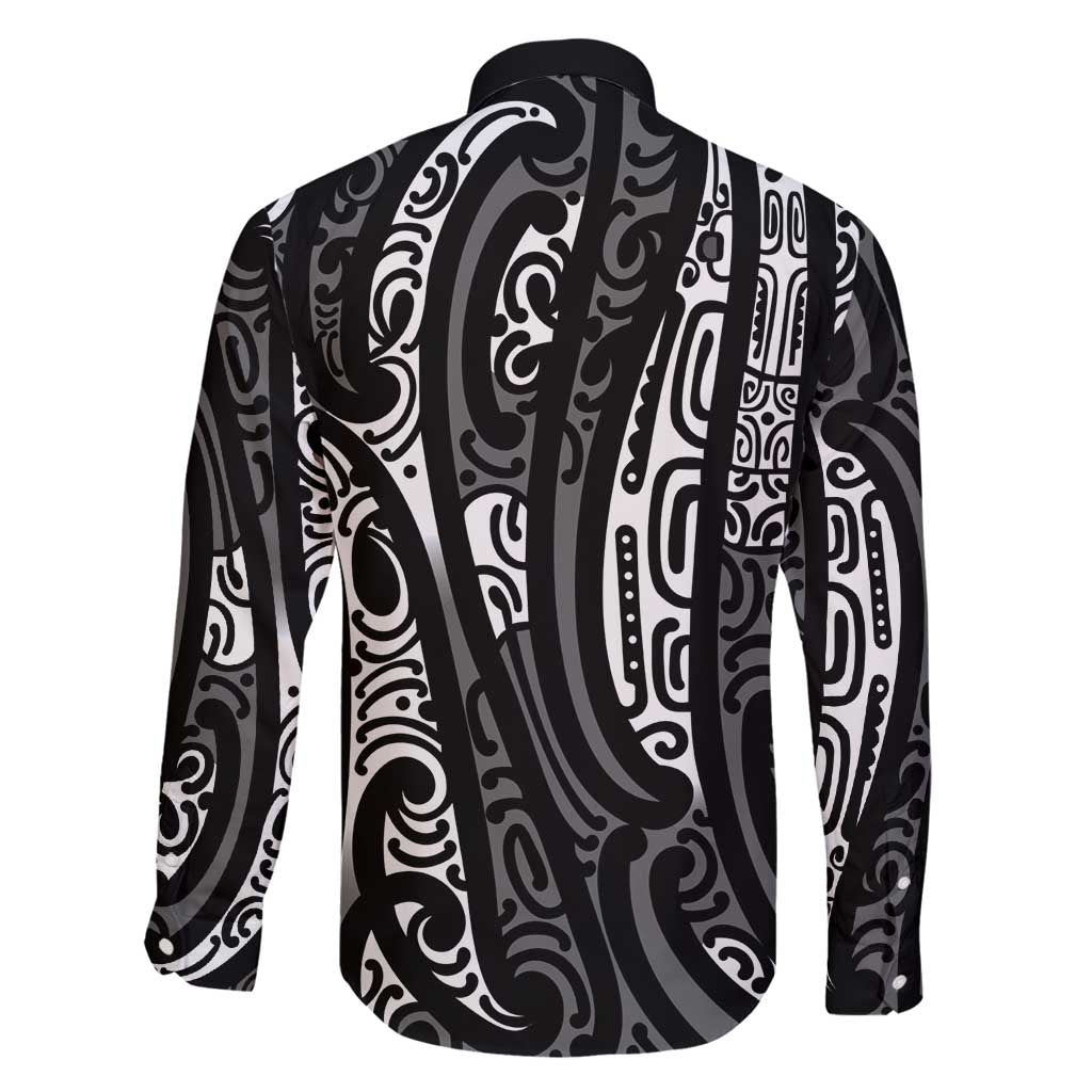 New Zealand Maori Taniko Family Matching Off Shoulder Short Dress and Hawaiian Shirt Black Kowhaiwhai Puhoro LT9 - Polynesian Pride