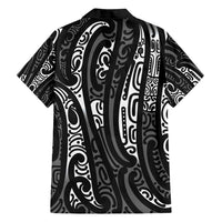 New Zealand Maori Taniko Family Matching Summer Maxi Dress and Hawaiian Shirt Black Kowhaiwhai Puhoro LT9 - Polynesian Pride