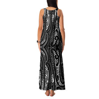 New Zealand Maori Taniko Family Matching Tank Maxi Dress and Hawaiian Shirt Black Kowhaiwhai Puhoro LT9 - Polynesian Pride