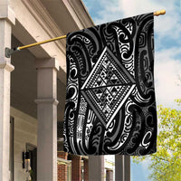 New Zealand Maori Taniko Garden Flag Black Kowhaiwhai Puhoro LT9 House Flag Black - Polynesian Pride