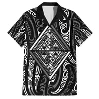 New Zealand Maori Taniko Hawaiian Shirt Black Kowhaiwhai Puhoro LT9 Black - Polynesian Pride