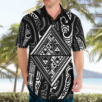 New Zealand Maori Taniko Hawaiian Shirt Black Kowhaiwhai Puhoro LT9 - Polynesian Pride