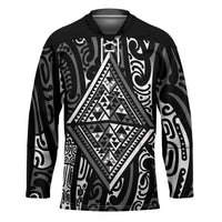 New Zealand Maori Taniko Hockey Jersey Black Kowhaiwhai Puhoro LT9 Unisex Black - Polynesian Pride