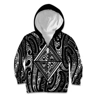 New Zealand Maori Taniko Kid Hoodie Black Kowhaiwhai Puhoro LT9 Zip Hoodie Black - Polynesian Pride