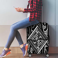 New Zealand Maori Taniko Luggage Cover Black Kowhaiwhai Puhoro LT9 - Polynesian Pride