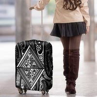 New Zealand Maori Taniko Luggage Cover Black Kowhaiwhai Puhoro LT9 - Polynesian Pride