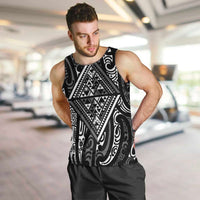 New Zealand Maori Taniko Men Tank Top Black Kowhaiwhai Puhoro LT9 Black - Polynesian Pride