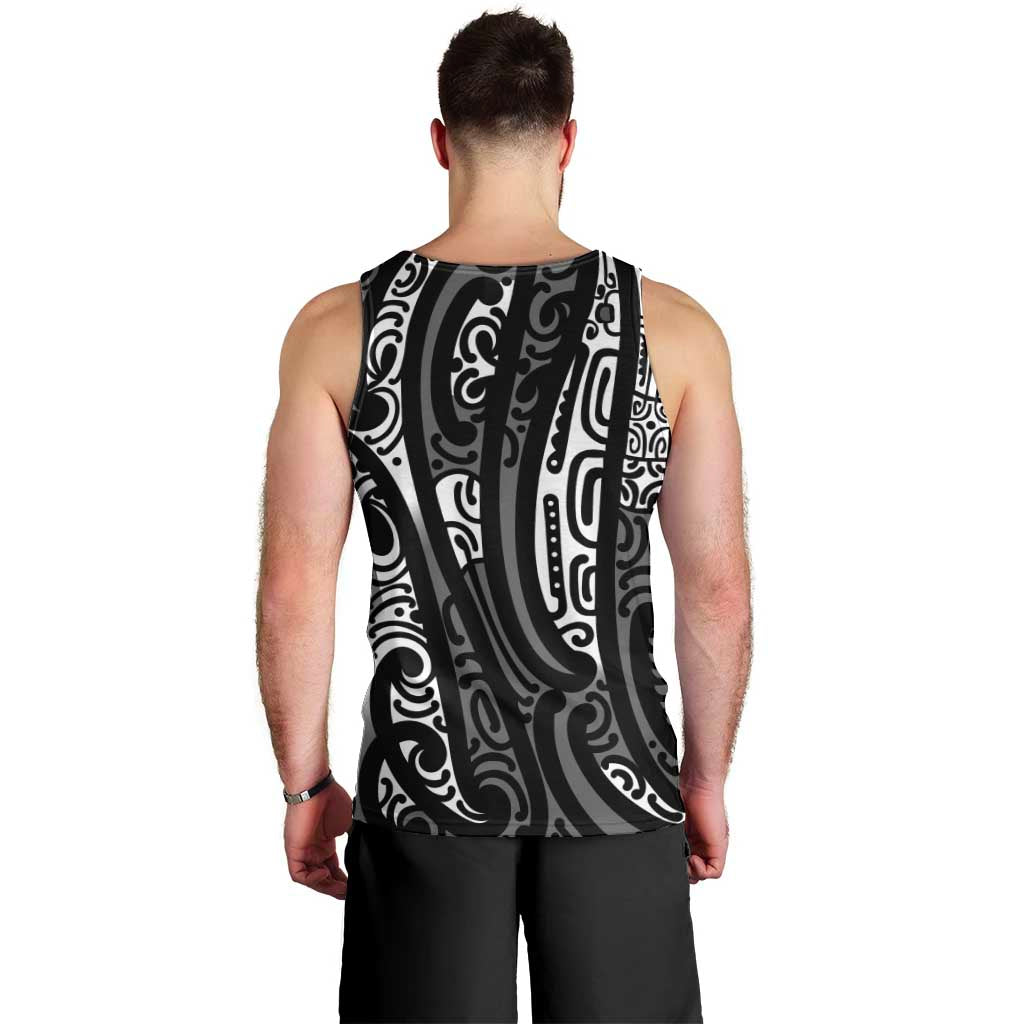 New Zealand Maori Taniko Men Tank Top Black Kowhaiwhai Puhoro LT9 - Polynesian Pride