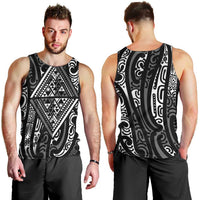 New Zealand Maori Taniko Men Tank Top Black Kowhaiwhai Puhoro LT9 - Polynesian Pride