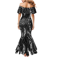 New Zealand Maori Taniko Mermaid Dress Black Kowhaiwhai Puhoro LT9 - Polynesian Pride