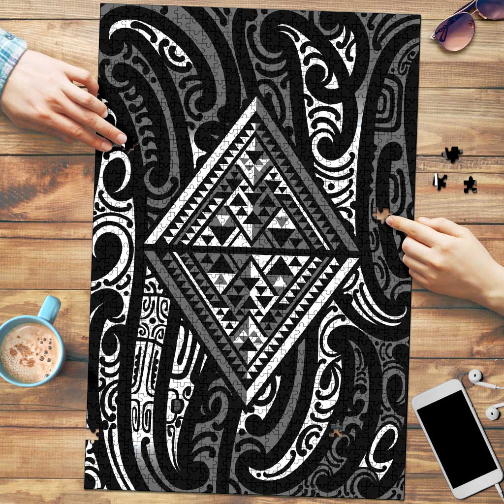 New Zealand Maori Taniko Puzzle Black Kowhaiwhai Puhoro - Polynesian Pride