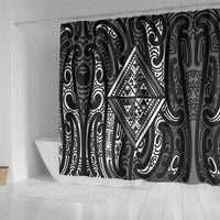 New Zealand Maori Taniko Shower Curtain Black Kowhaiwhai Puhoro LT9 - Polynesian Pride