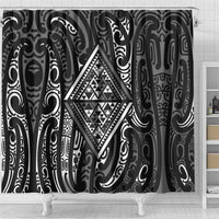 New Zealand Maori Taniko Shower Curtain Black Kowhaiwhai Puhoro LT9 - Polynesian Pride