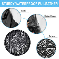 New Zealand Maori Taniko Spare Tire Cover Black Kowhaiwhai Puhoro LT9 - Polynesian Pride