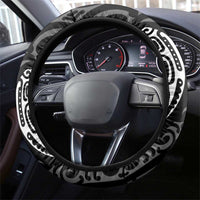 New Zealand Maori Taniko Steering Wheel Cover Black Kowhaiwhai Puhoro LT9 - Polynesian Pride