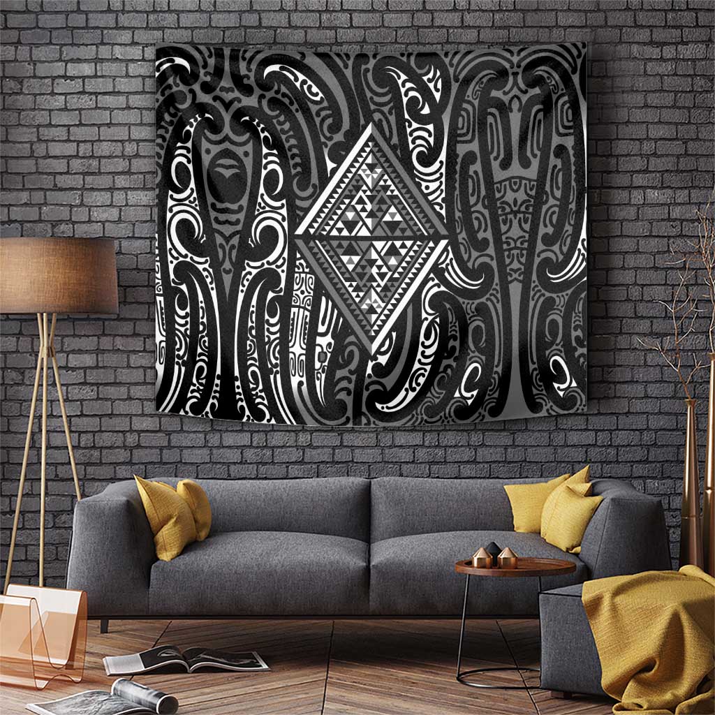 New Zealand Maori Taniko Tapestry Black Kowhaiwhai Puhoro LT9 Black - Polynesian Pride