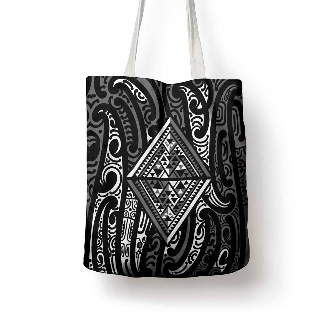 New Zealand Maori Taniko Tote Bag Black Kowhaiwhai Puhoro LT9 - Polynesian Pride