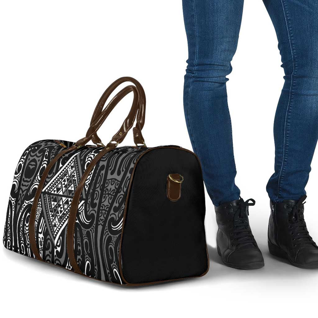 New Zealand Maori Taniko Travel Bag Black Kowhaiwhai Puhoro LT9 - Polynesian Pride