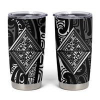 New Zealand Maori Taniko Tumbler Cup Black Kowhaiwhai Puhoro LT9 Black - Polynesian Pride