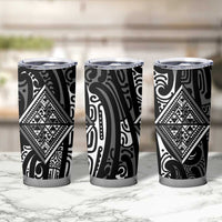 New Zealand Maori Taniko Tumbler Cup Black Kowhaiwhai Puhoro LT9 - Polynesian Pride