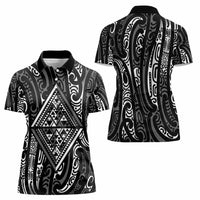 New Zealand Maori Taniko Women Polo Shirt Black Kowhaiwhai Puhoro LT9 - Polynesian Pride