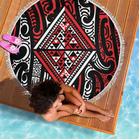New Zealand Maori Taniko Beach Blanket Red Kowhaiwhai Puhoro LT9 - Polynesian Pride