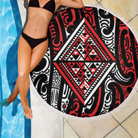 New Zealand Maori Taniko Beach Blanket Red Kowhaiwhai Puhoro LT9 - Polynesian Pride