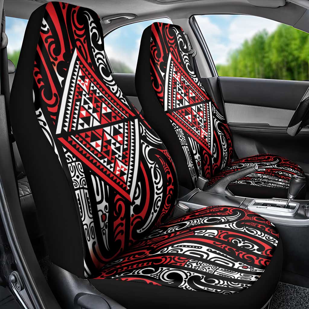 New Zealand Maori Taniko Car Seat Cover Red Kowhaiwhai Puhoro LT9 - Polynesian Pride