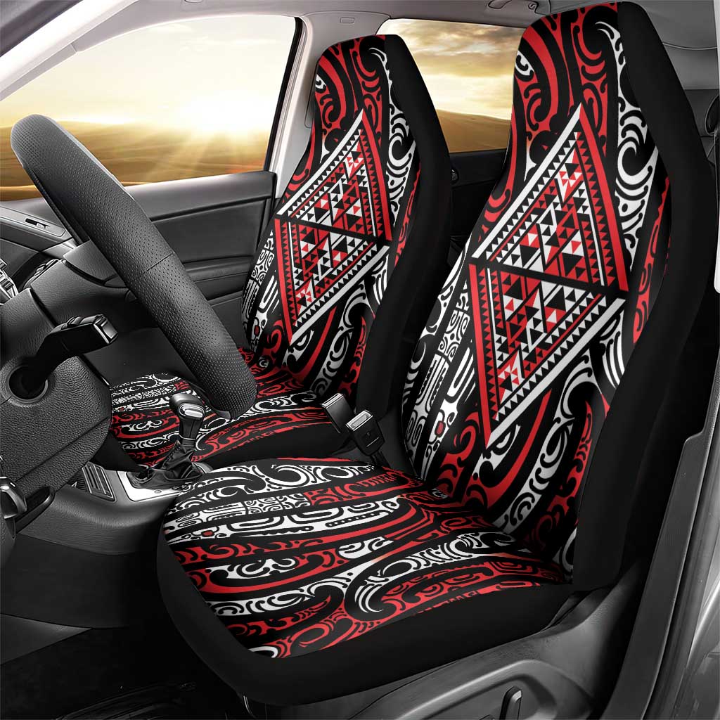 New Zealand Maori Taniko Car Seat Cover Red Kowhaiwhai Puhoro LT9 - Polynesian Pride
