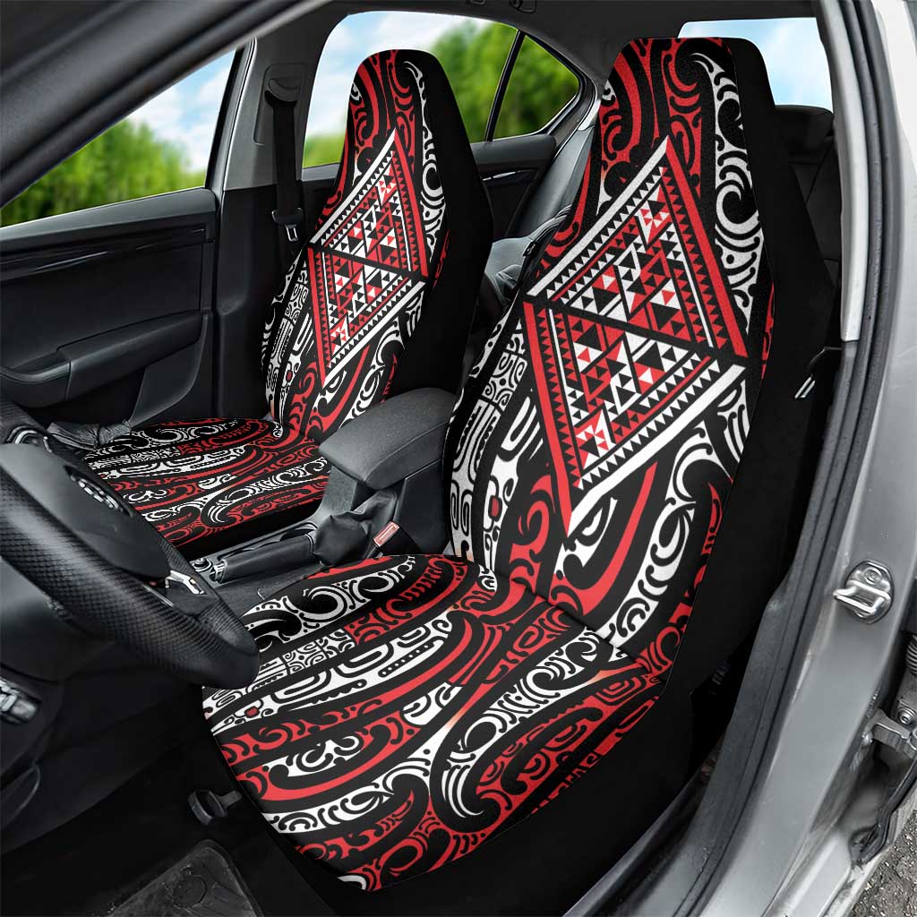 New Zealand Maori Taniko Car Seat Cover Red Kowhaiwhai Puhoro LT9 - Polynesian Pride
