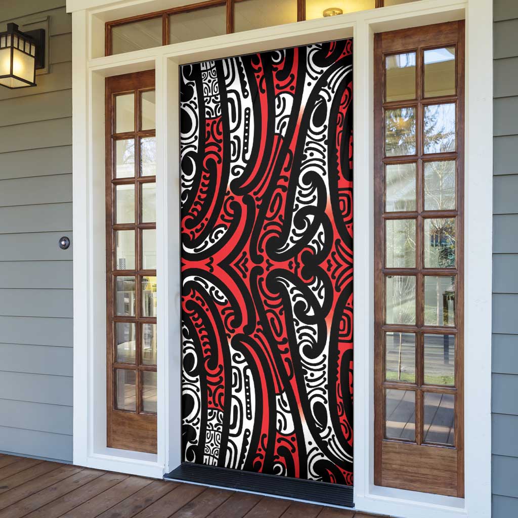New Zealand Maori Taniko Door Cover Red Kowhaiwhai Puhoro LT9 - Polynesian Pride