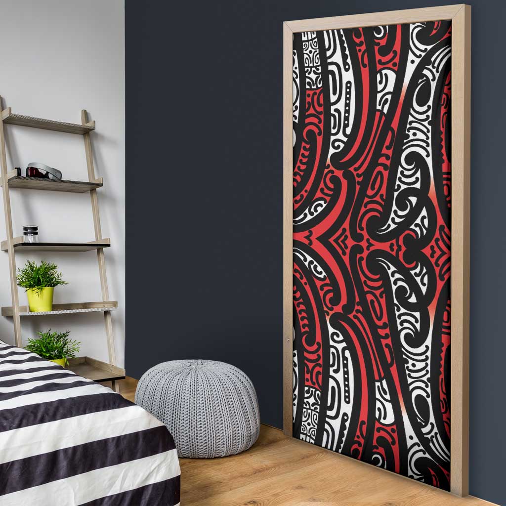 New Zealand Maori Taniko Door Cover Red Kowhaiwhai Puhoro LT9 - Polynesian Pride