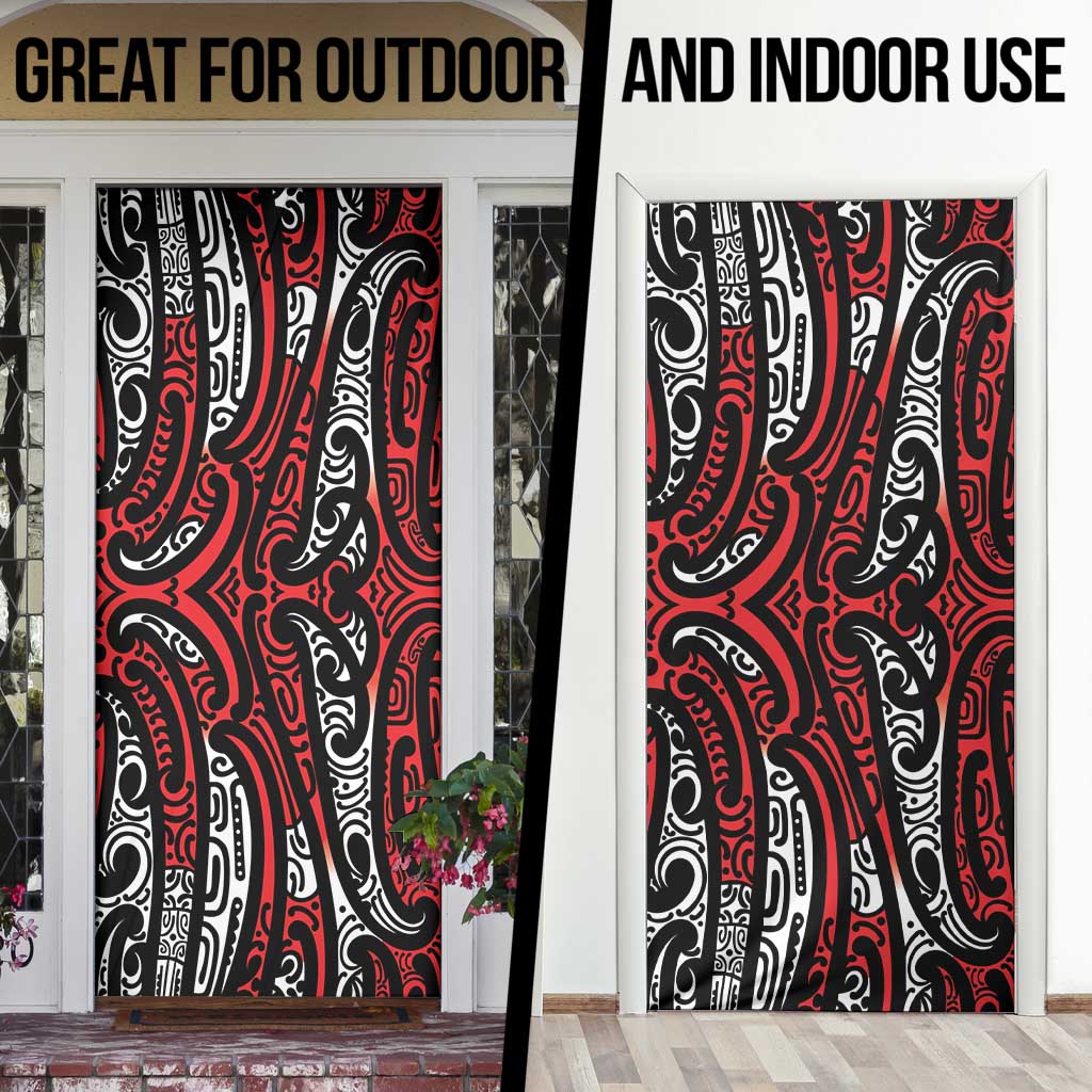 New Zealand Maori Taniko Door Cover Red Kowhaiwhai Puhoro LT9 - Polynesian Pride