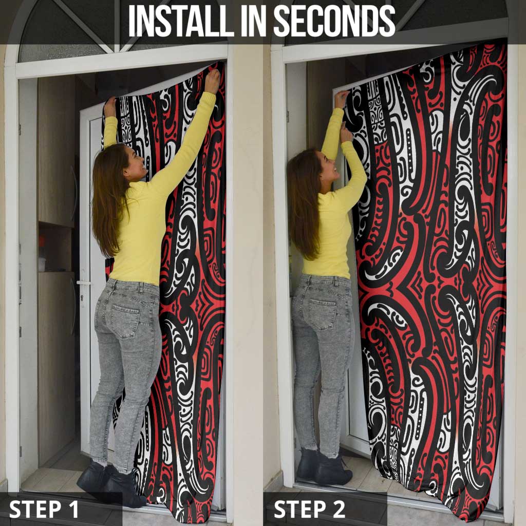 New Zealand Maori Taniko Door Cover Red Kowhaiwhai Puhoro LT9 - Polynesian Pride