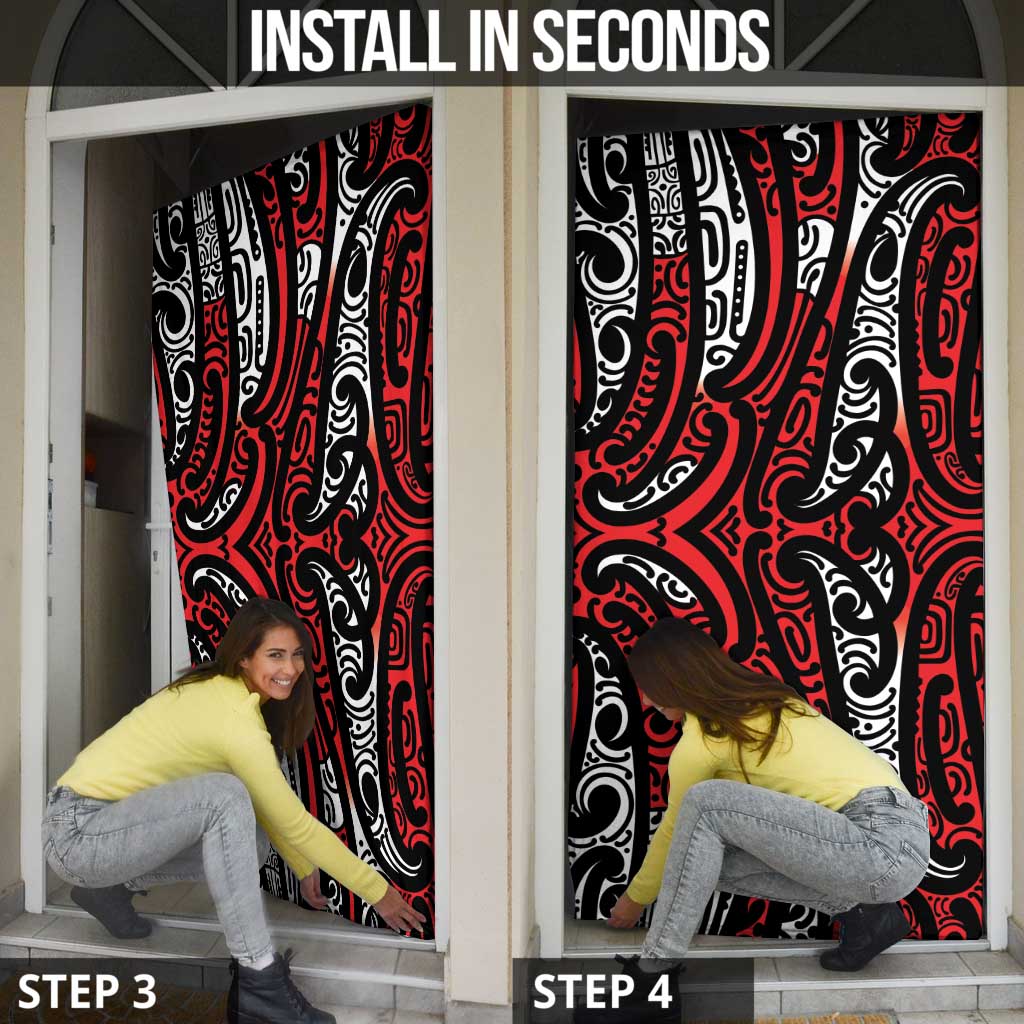 New Zealand Maori Taniko Door Cover Red Kowhaiwhai Puhoro LT9 - Polynesian Pride