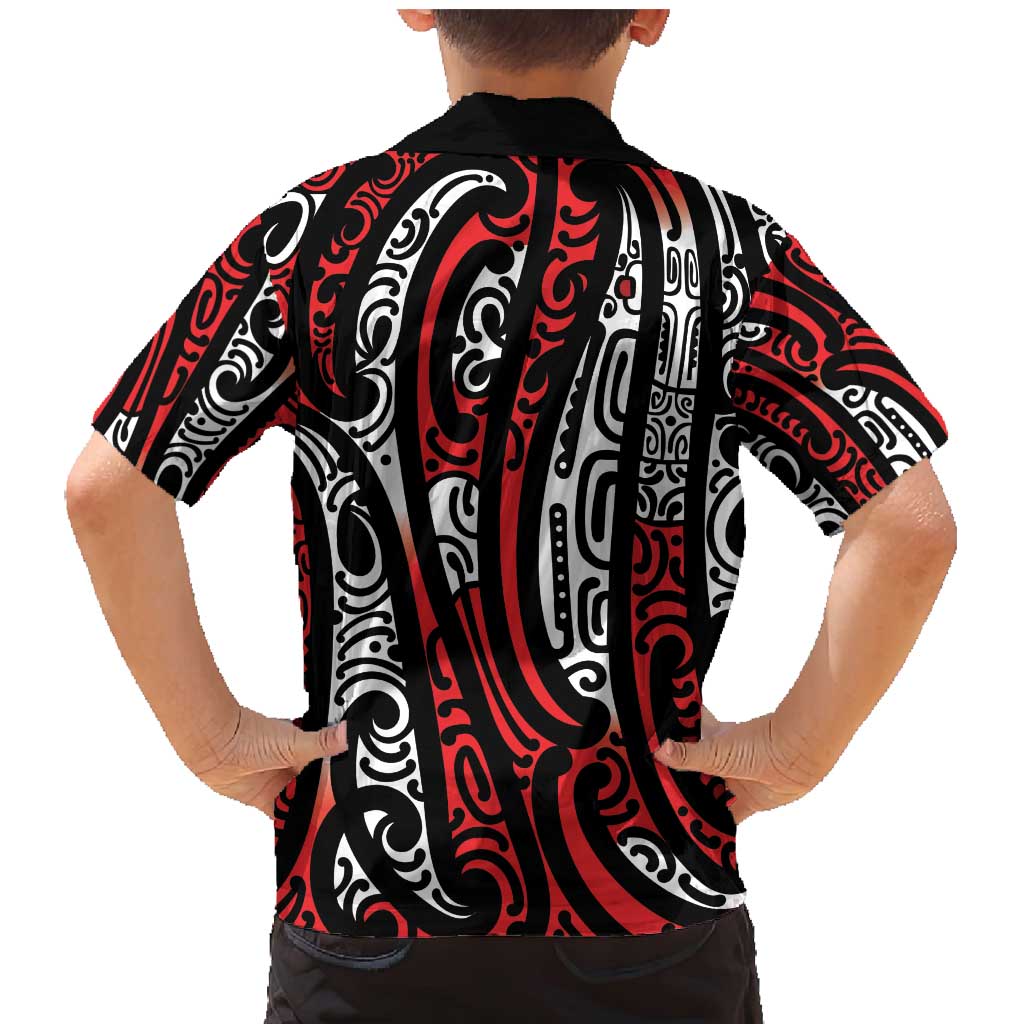New Zealand Maori Taniko Family Matching Mermaid Dress and Hawaiian Shirt Red Kowhaiwhai Puhoro LT9 - Polynesian Pride