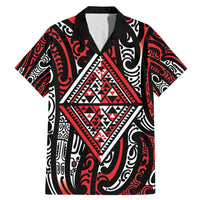 New Zealand Maori Taniko Family Matching Mermaid Dress and Hawaiian Shirt Red Kowhaiwhai Puhoro LT9 Dad's Shirt - Short Sleeve Red - Polynesian Pride