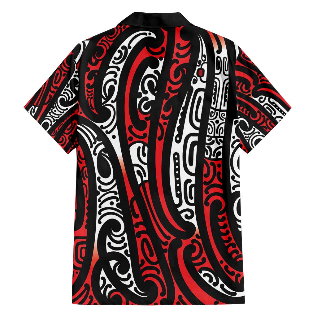 New Zealand Maori Taniko Family Matching Off Shoulder Maxi Dress and Hawaiian Shirt Red Kowhaiwhai Puhoro LT9 - Polynesian Pride