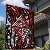 New Zealand Maori Taniko Garden Flag Red Kowhaiwhai Puhoro LT9 - Polynesian Pride