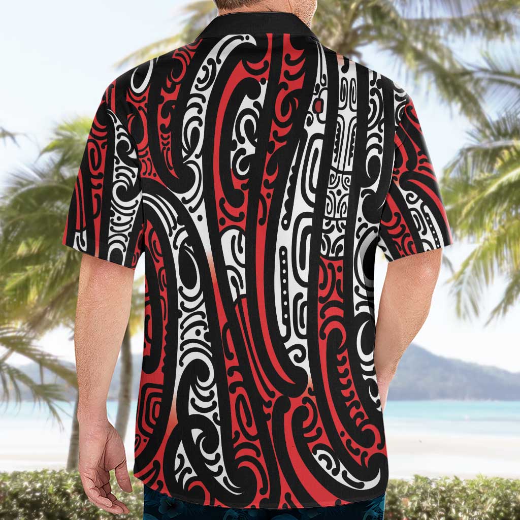 New Zealand Maori Taniko Hawaiian Shirt Red Kowhaiwhai Puhoro LT9 - Polynesian Pride