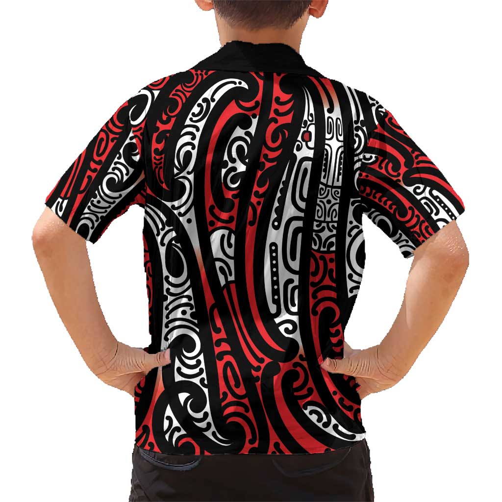 New Zealand Maori Taniko Hawaiian Shirt Red Kowhaiwhai Puhoro LT9 - Polynesian Pride