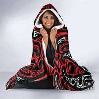 New Zealand Maori Taniko Hooded Blanket Red Kowhaiwhai Puhoro LT9 - Polynesian Pride