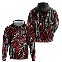 New Zealand Maori Taniko Hoodie Red Kowhaiwhai Puhoro LT9 - Polynesian Pride