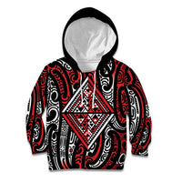 New Zealand Maori Taniko Kid Hoodie Red Kowhaiwhai Puhoro LT9 Hoodie Red - Polynesian Pride