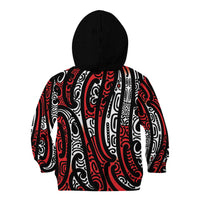 New Zealand Maori Taniko Kid Hoodie Red Kowhaiwhai Puhoro LT9 - Polynesian Pride